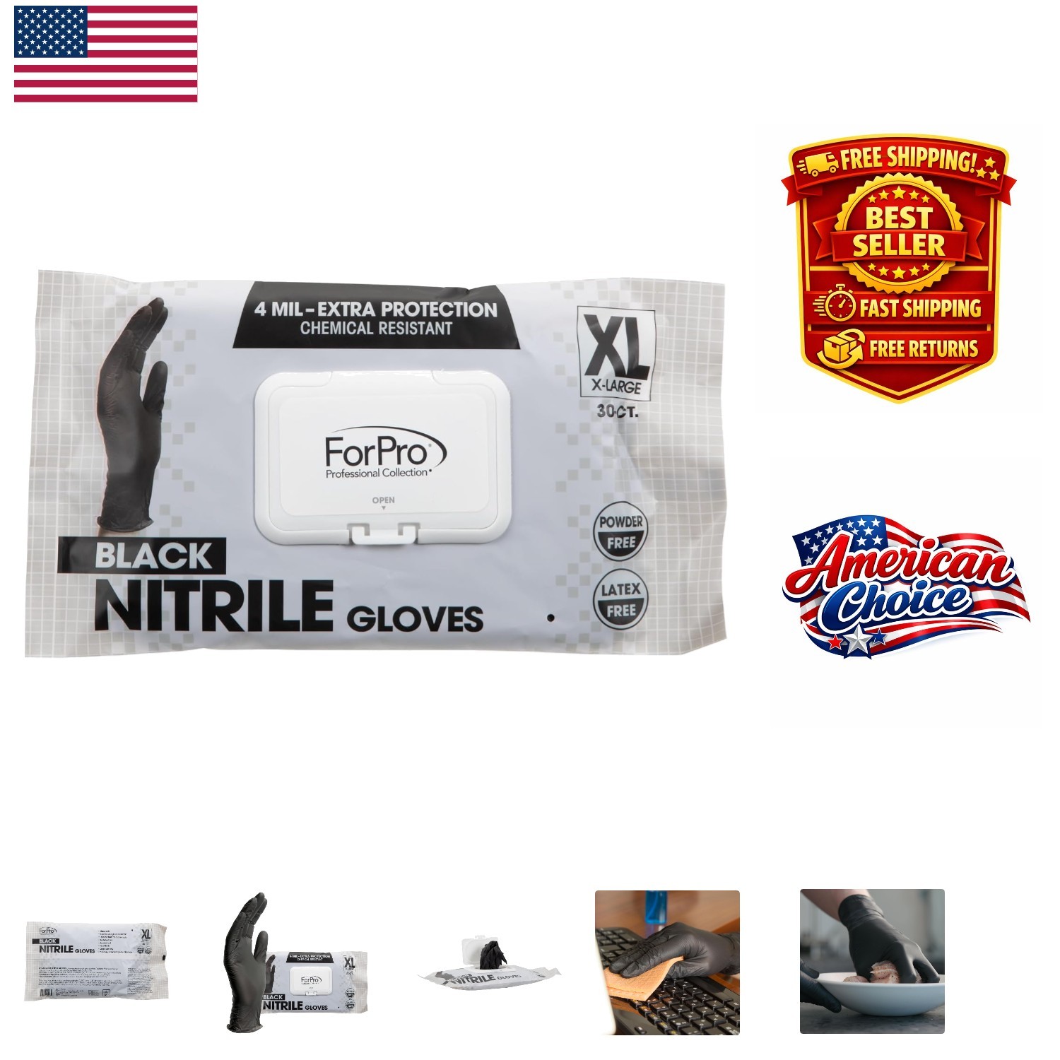 Disposable Nitrile Gloves – 30 XL, Chemical Resistant for Sensitive Skin