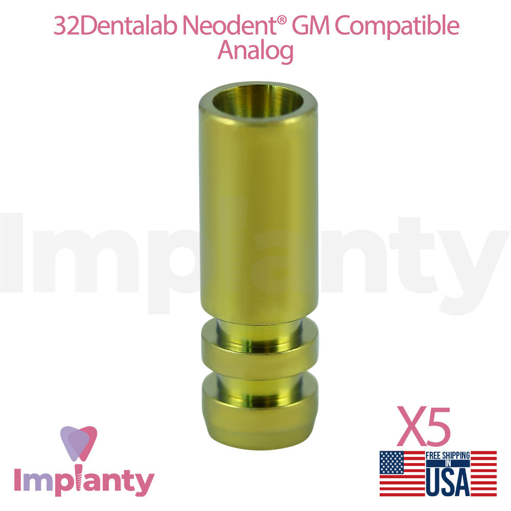 5x Dental Fixture Analog 4.0mm Compatible Neodent GM Titanium Yellow Dentistry