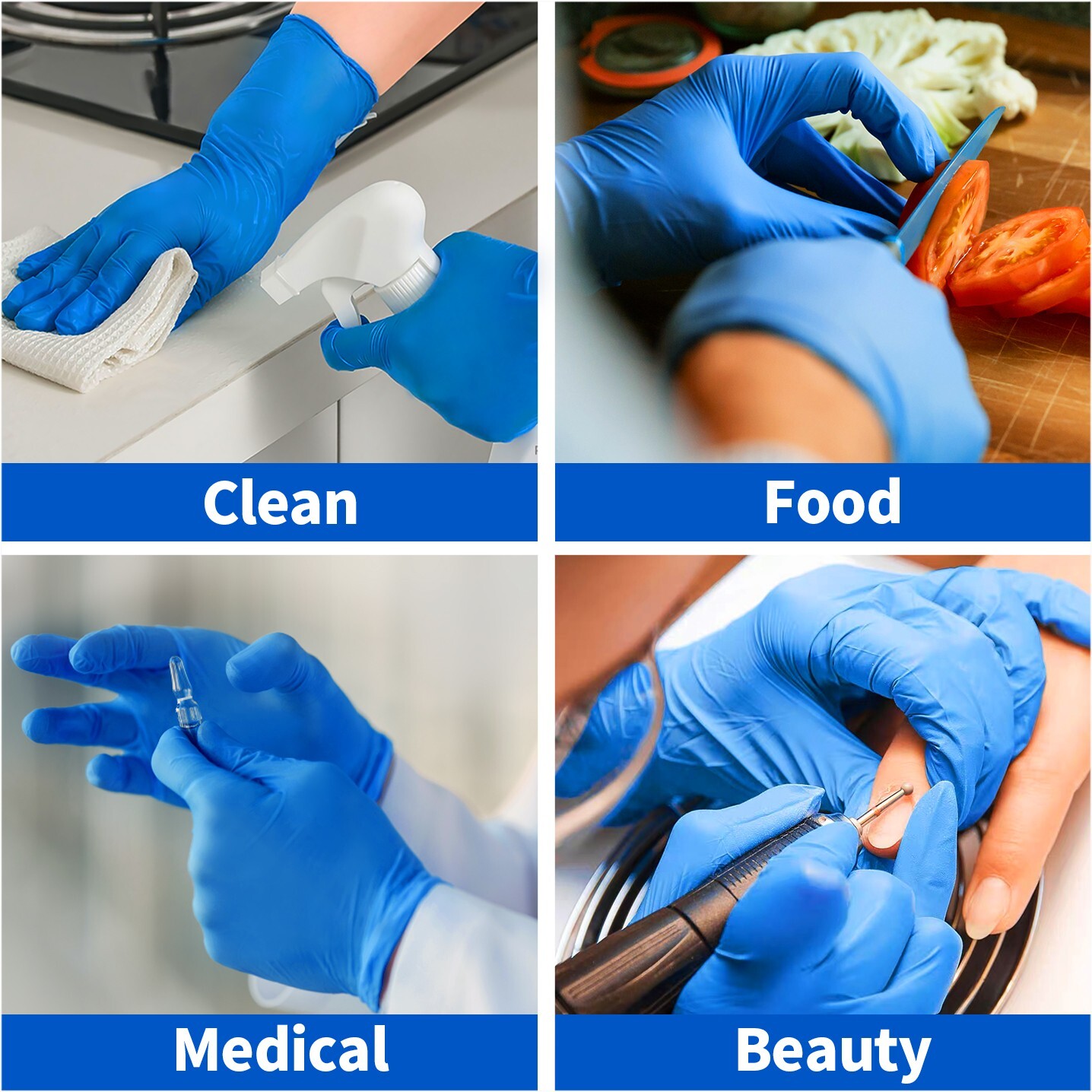 Disposable Nitrile Exam Gloves, 5 Mil Blue, Powder-Free Heavy Duty Clean Glove