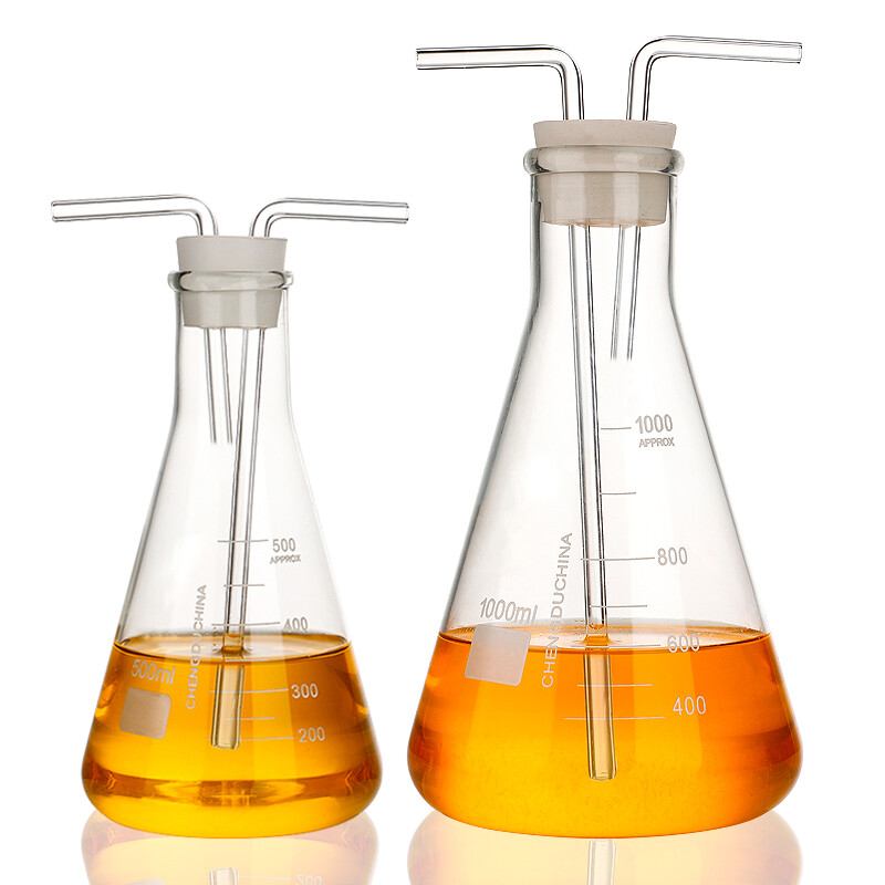 Triangle Gas Washing Bottle 100ml-2000ml Lab Supply Glassware Erlenmeyer Flask