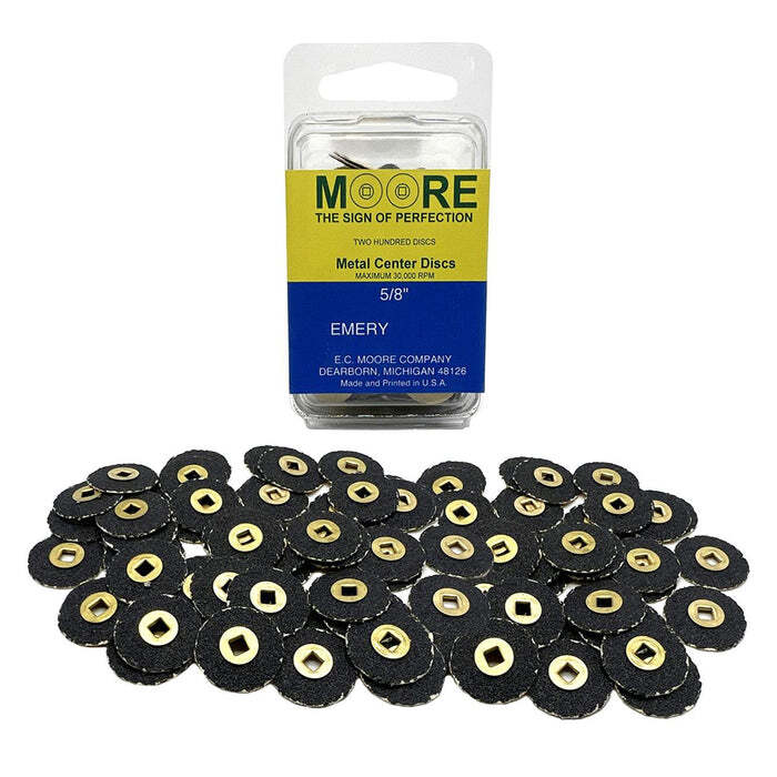 EC Moore BC-58-EMBB Paper Discs Brass Center 5/8″ Emery Medium Grit 200/Pk