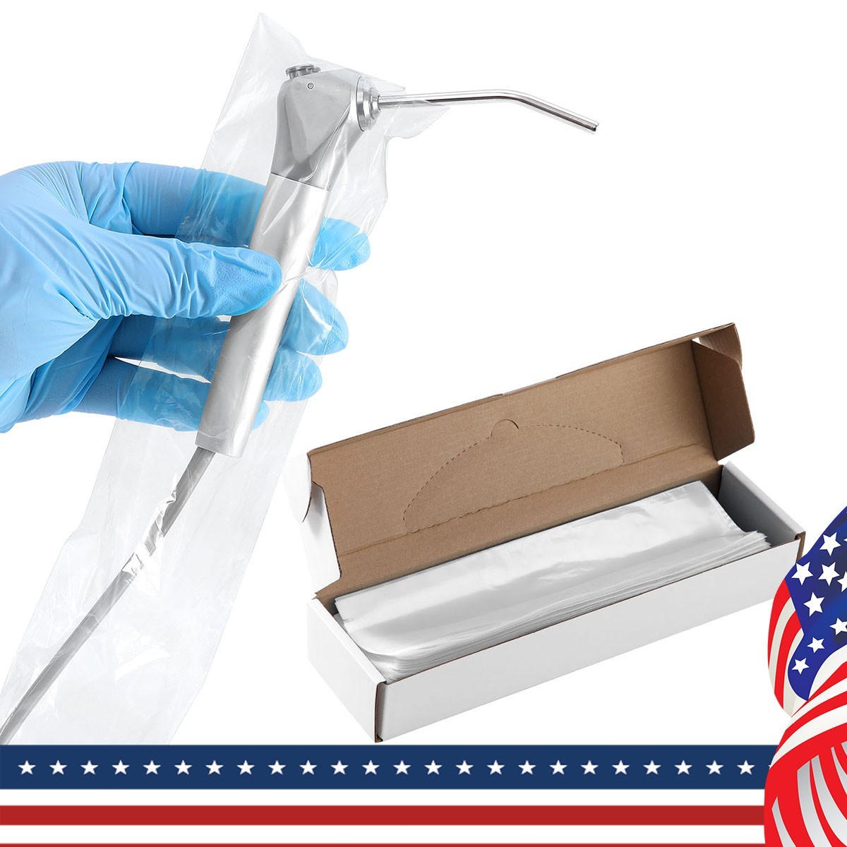 Dental 3 Way Air Water Syringe Handpiece HVE/SE Sleeves Cover 2.5”X10” Clear