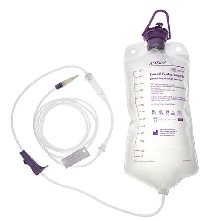 Amsino AMSure Gravity Feed Bag Set ENFIT Connector/Transitional Adapter 1200mL 1