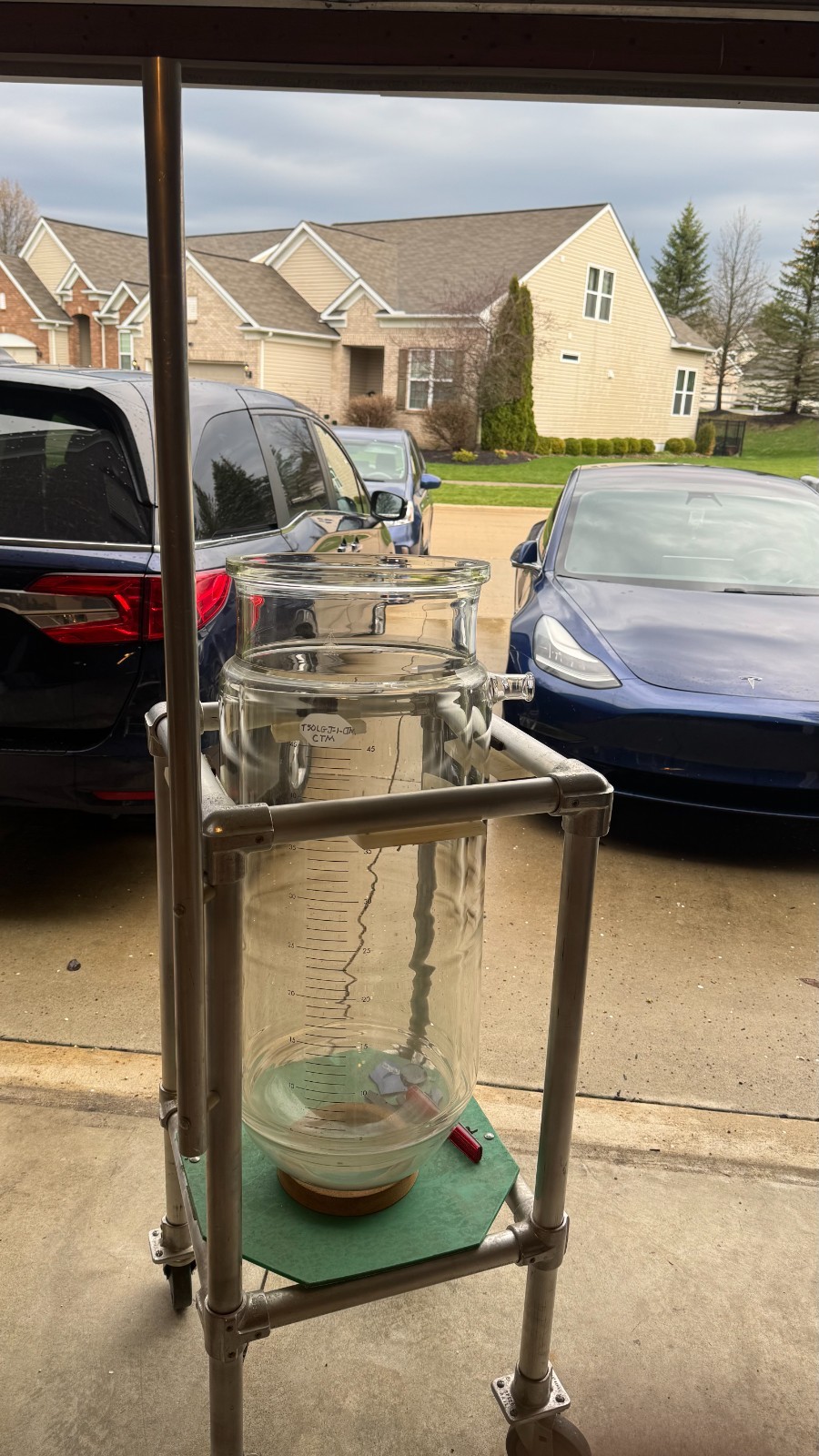 Large 45L Graduated Vessel • Bottom Drain • Side Port • Industrial Lab Equipment