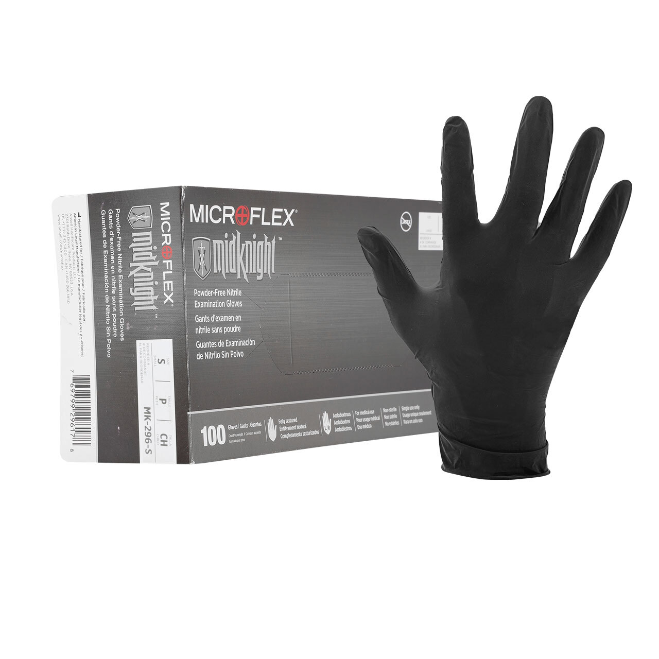 Microflex MK296S Small MidKnight Black Powder-FREE Nitrile Gloves