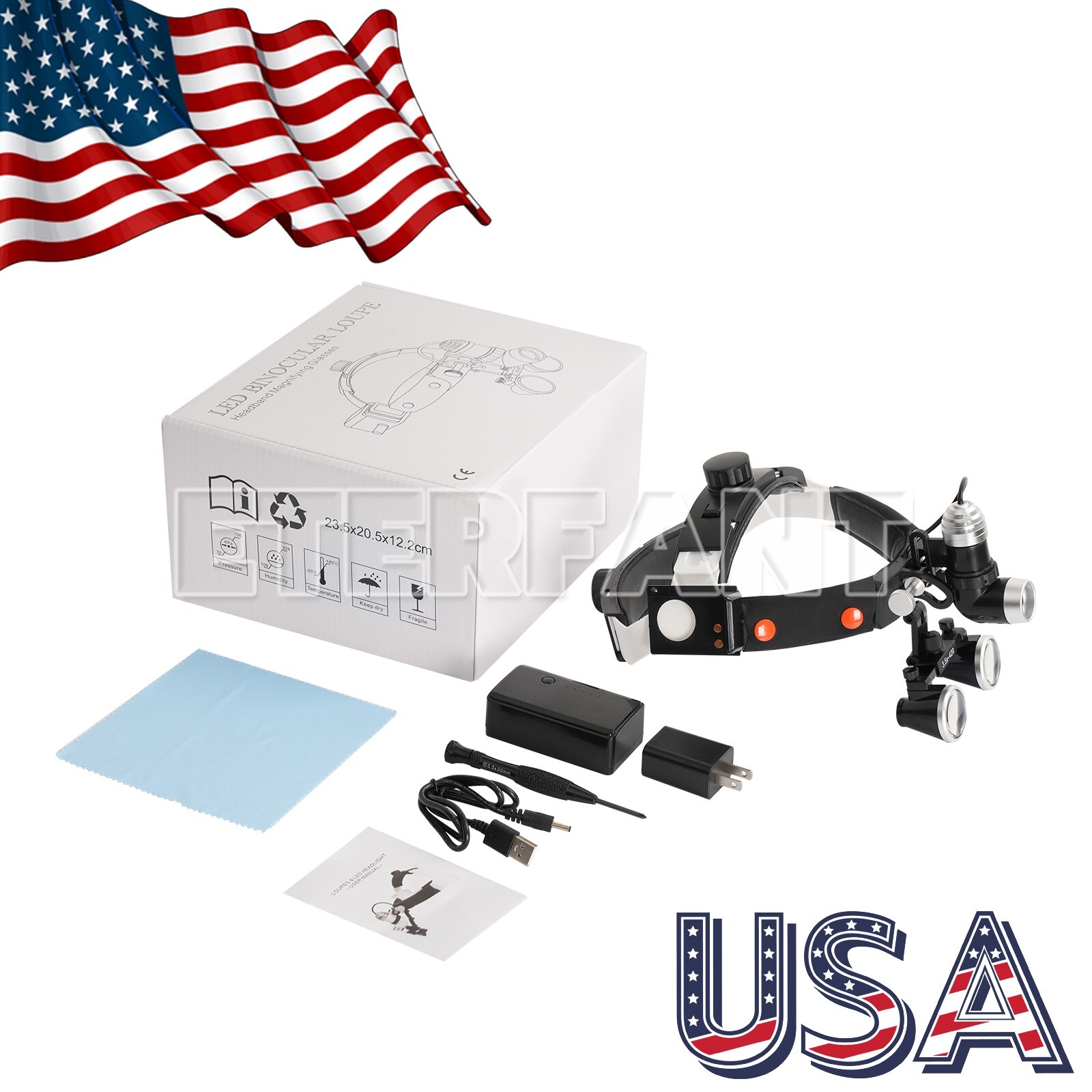 Surgical Led Headlight with 3.5X Binocular Loupes for Medical Ent and Dental