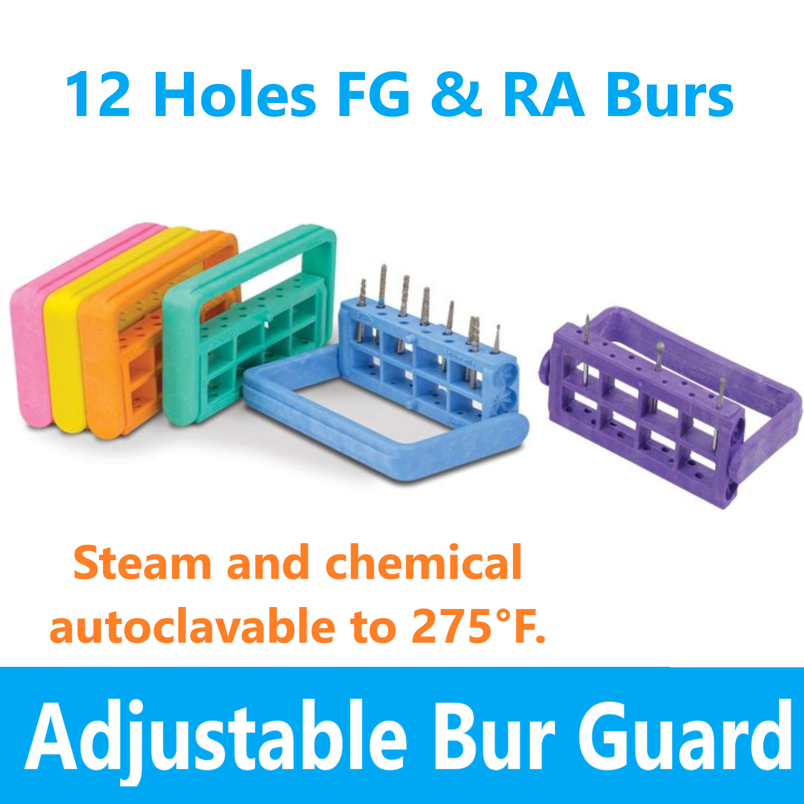 Dental Bur Block RECTANGULAR Lab Bur Guard Holder Station Holds For FG & RA Burs