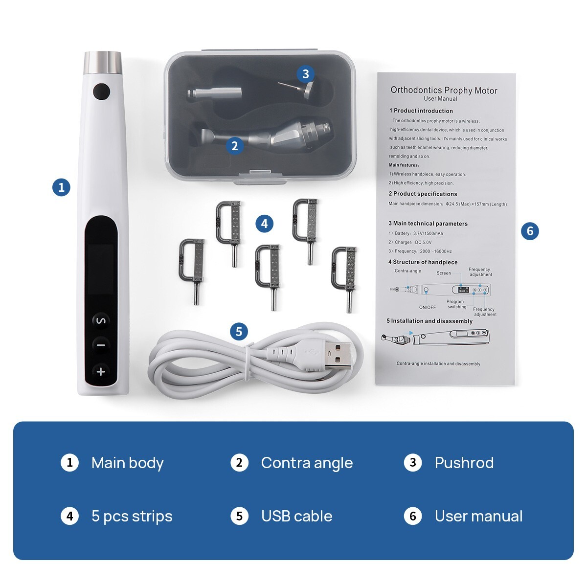 Dental Electric Orthodontic Interproximal Stripping Handpiece+Strips /Brackets