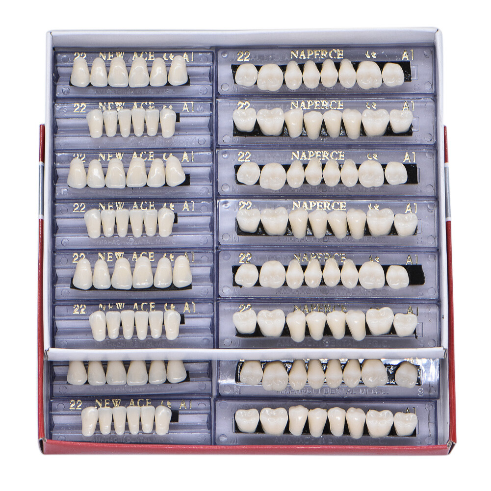 168PCS Acrylic Resin Denture Dental Upper Lower Shade A1 #22 Teeth Set USA