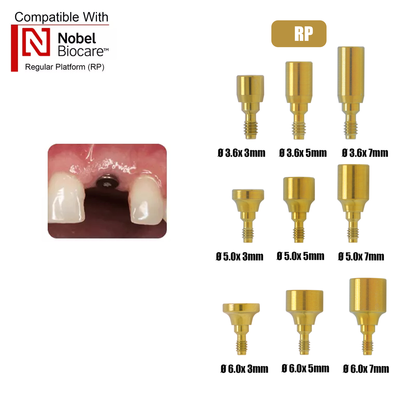 Fits Nobel Locator/Healing Abutments NP/RP Closure Cap Open/Closed Tray Conical