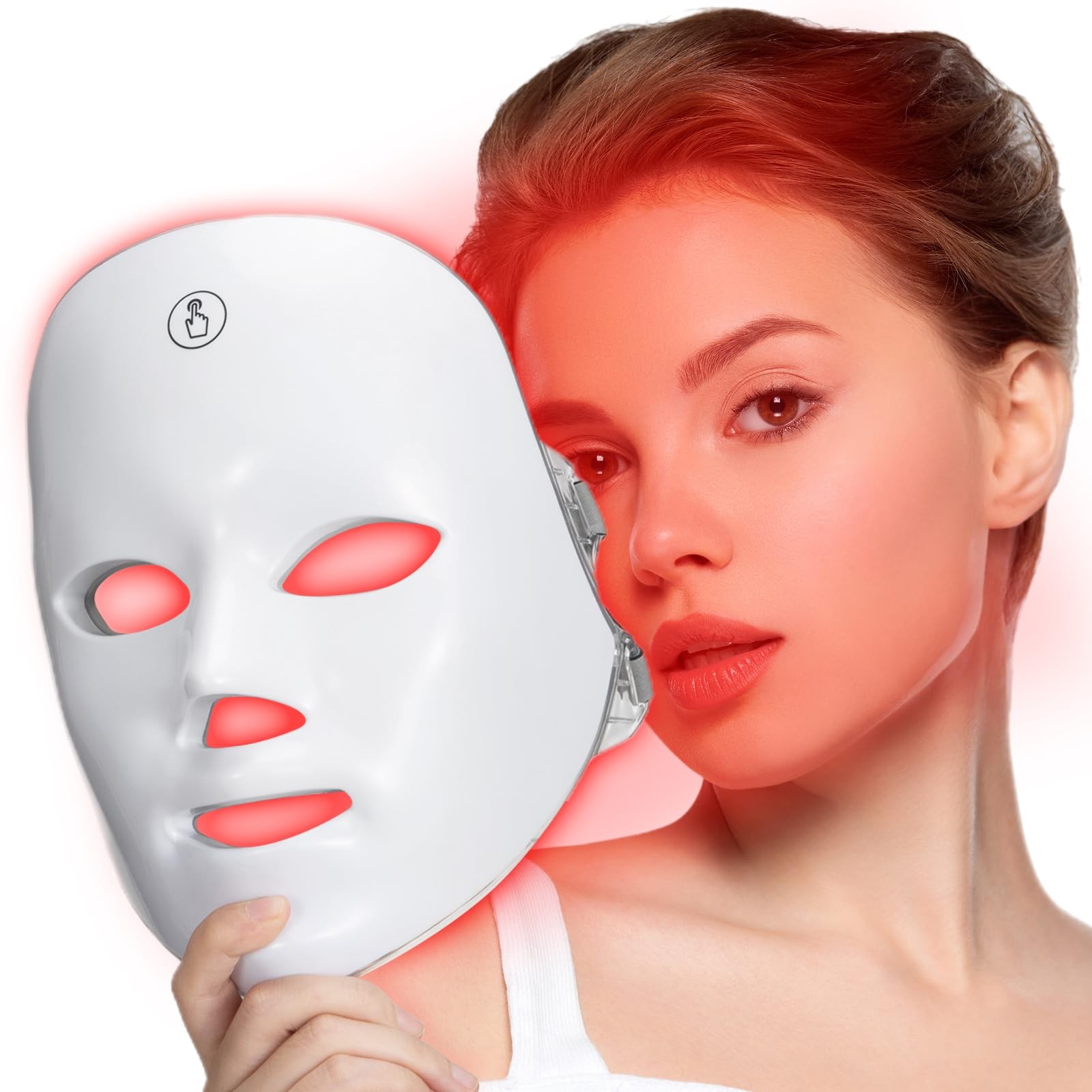 SUERBEATY Red Light Mask For Face, 7-1 Colors Face One Size, White