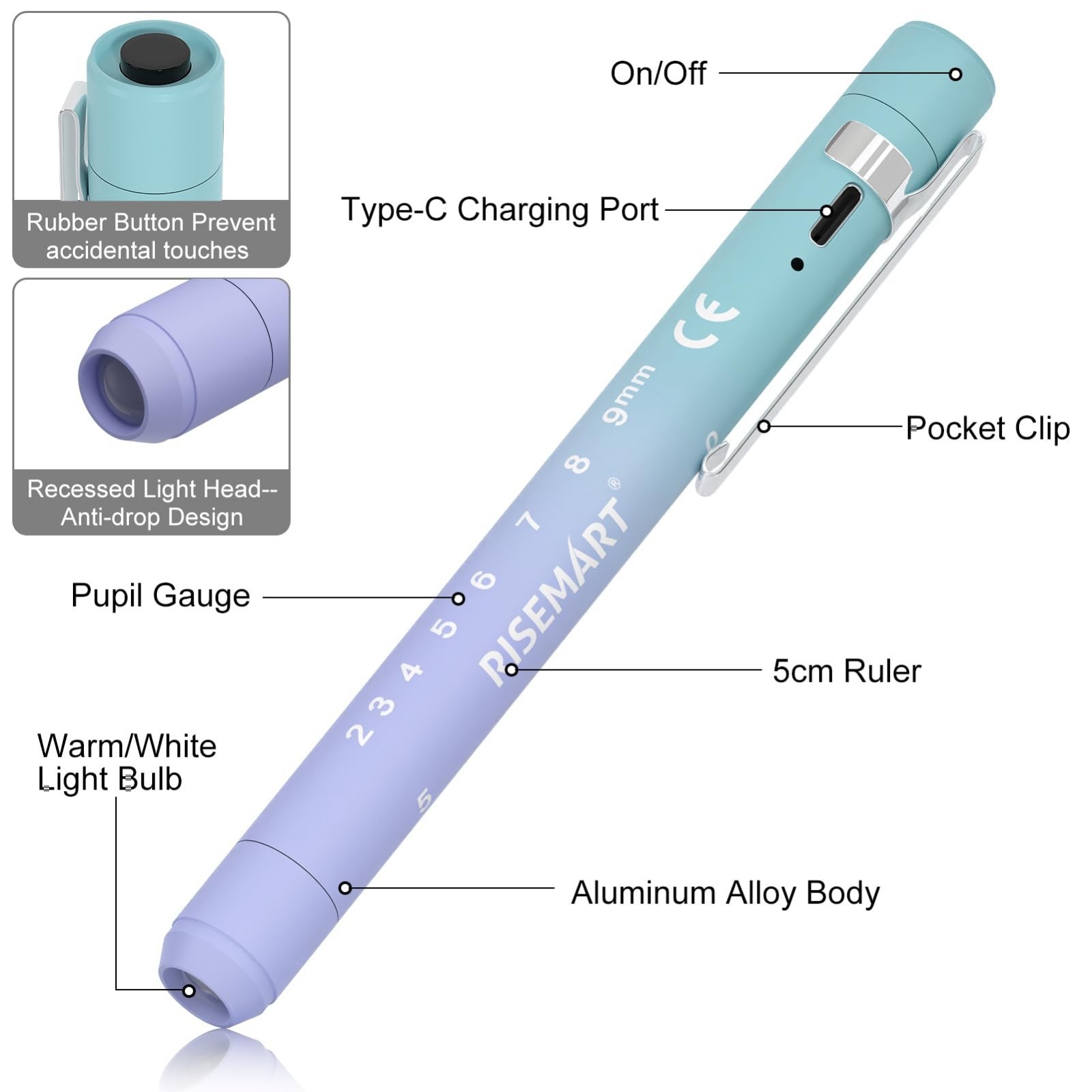Rechargeable LED Pen Light for Nurses & Doctors – 2 Pack, USB Charging, Dual Mod