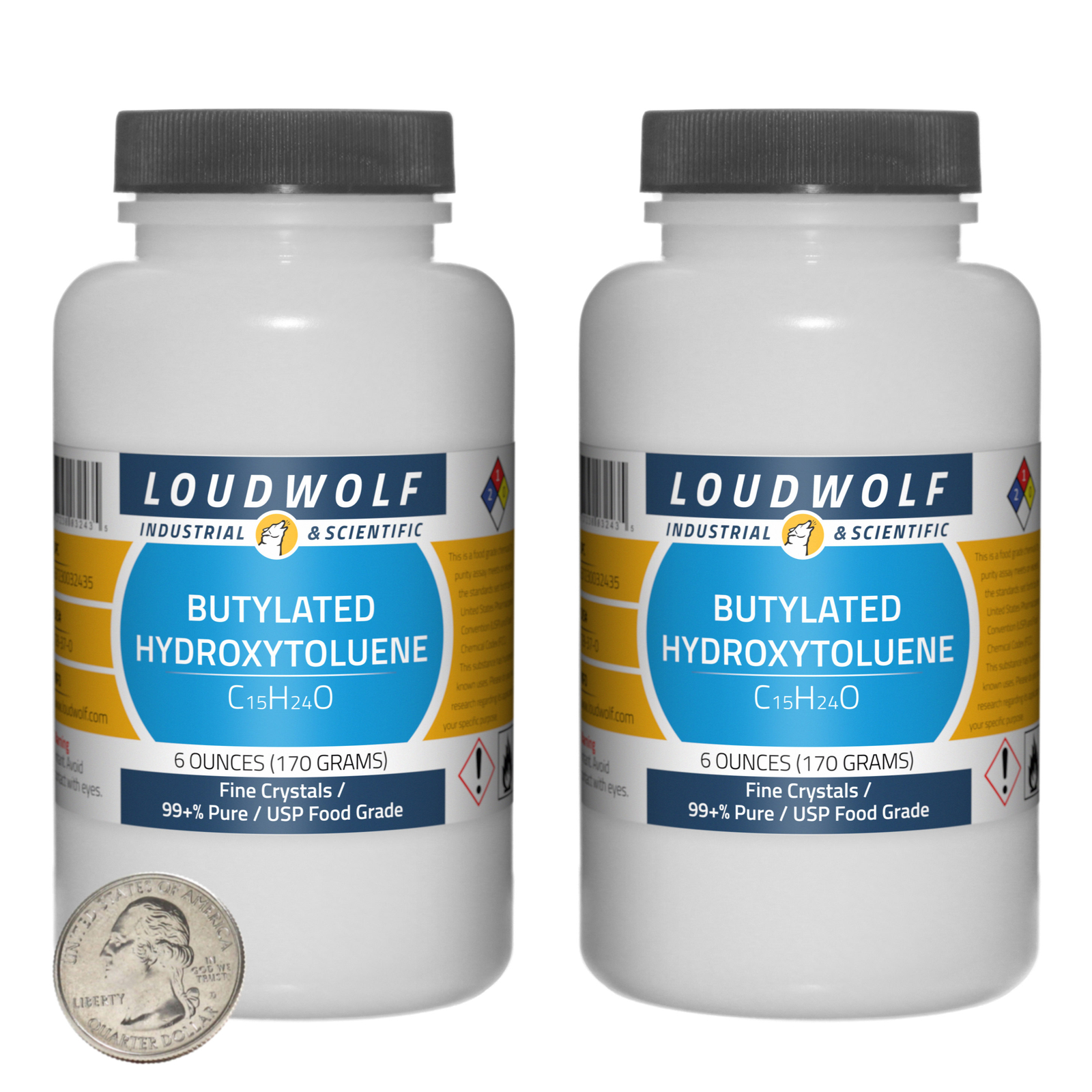 Butylated Hydroxytoluene / 12 Oz / 2 Bottles / 99+% USP Food Grade
