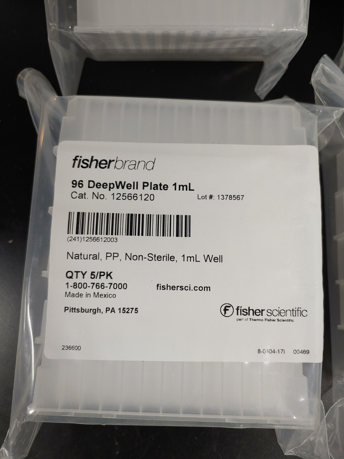 Lot of 6 FISHERBRAND 12566120 96 DeepWell Plate 1mL 5/PK 30pcs