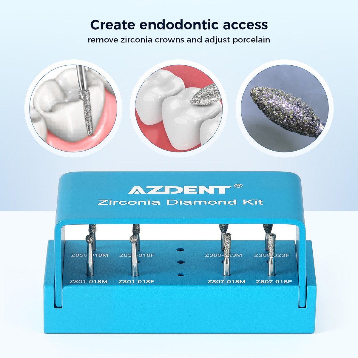 Dental FG RA Zirconia Diamond Bur Finishing Polishing Cutting Kit Endo Access