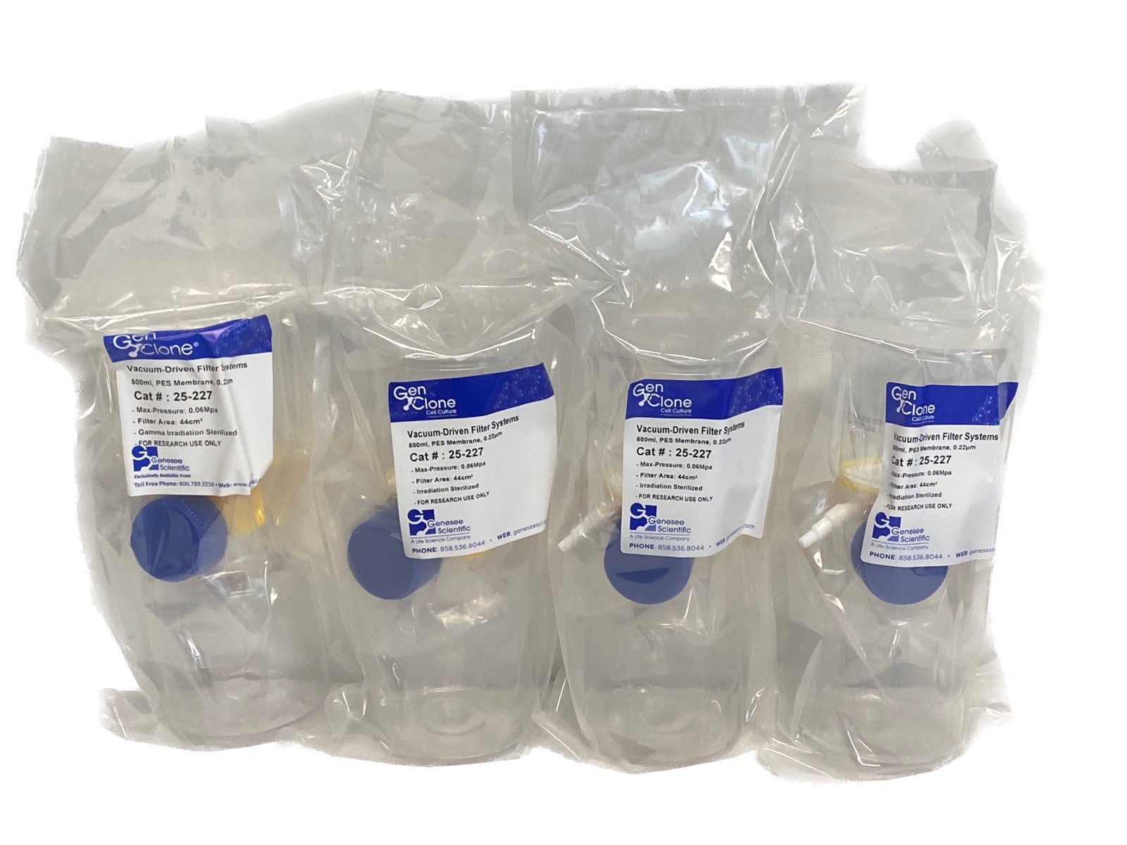 (4) GENESEE GenClone 500mL Vacuum-Driven Filter System 0.22um PES 25-227