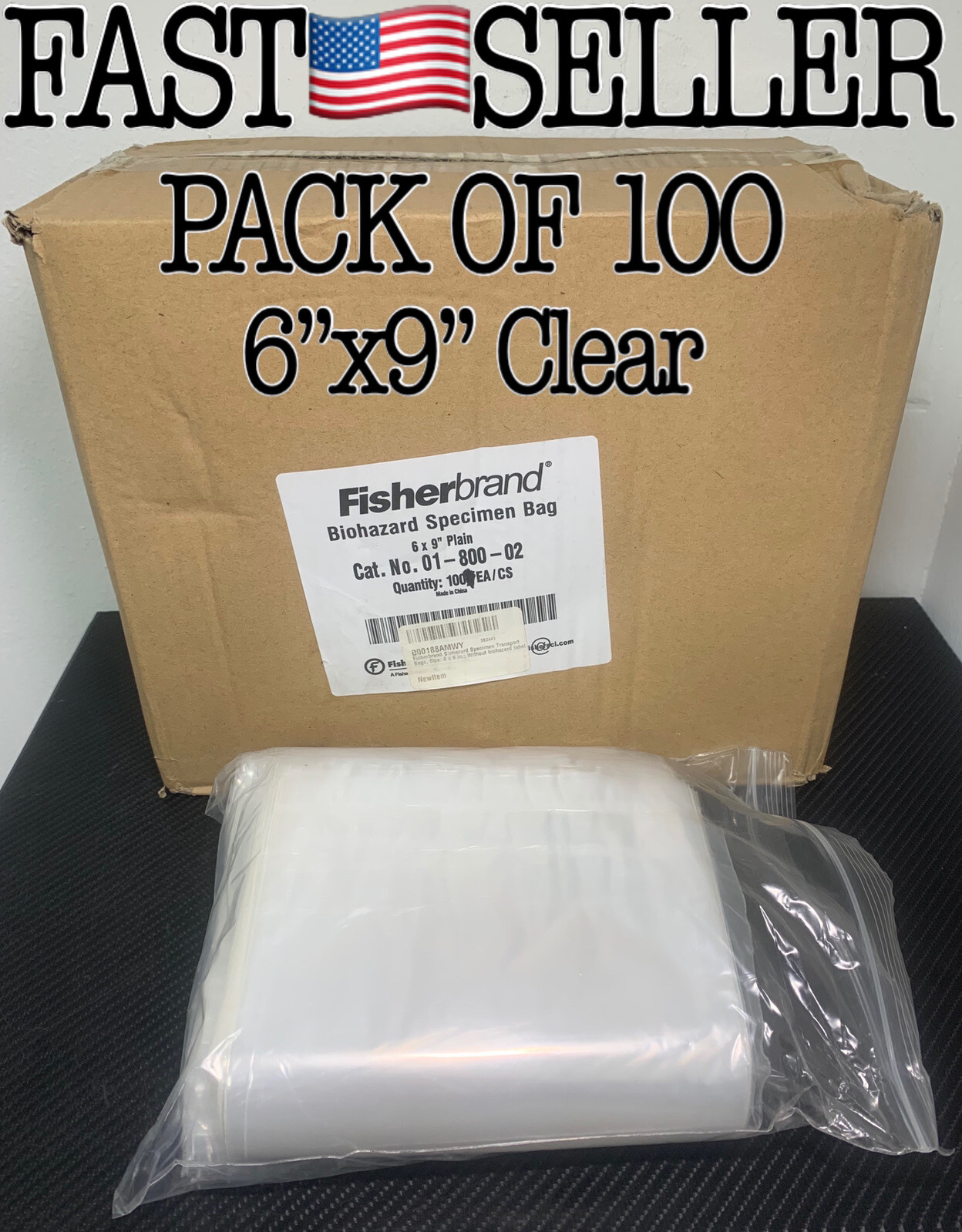 100 PACK Biohazard Specimen Transport Bags 6×9” Clear Ziplock W/ Document Pouch