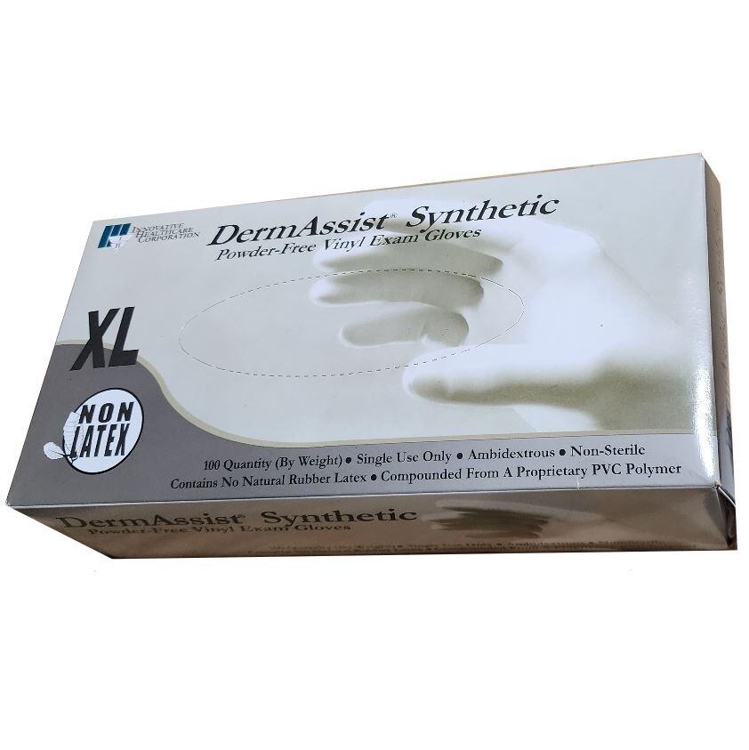 *100-Pieces* DermAssist Synthetic Powder-Free Vinyl Exam Gloves X-Large 161350