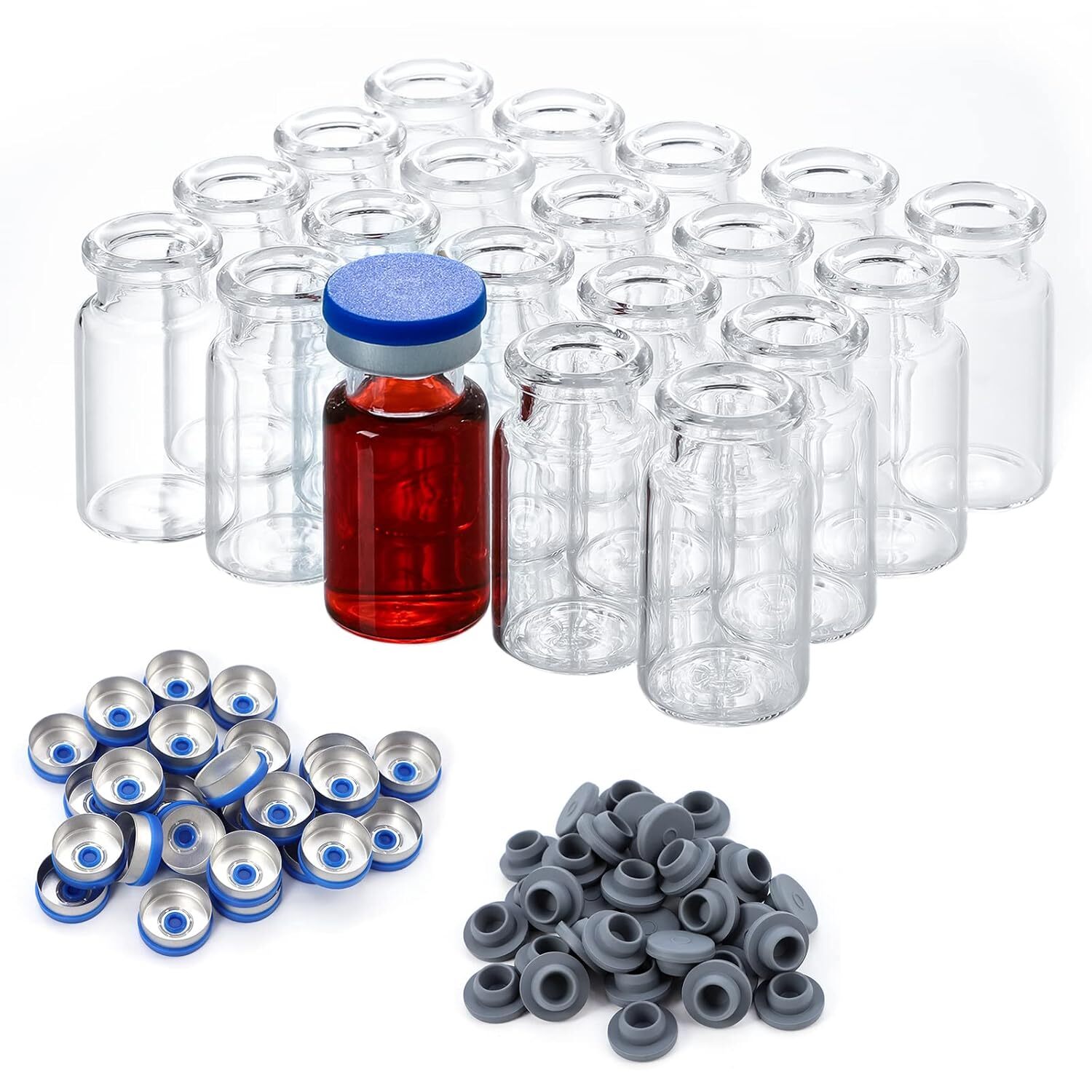 200 Pack 10ml Glass Vials Clear Glass Headspace Vials with Flip Off Caps