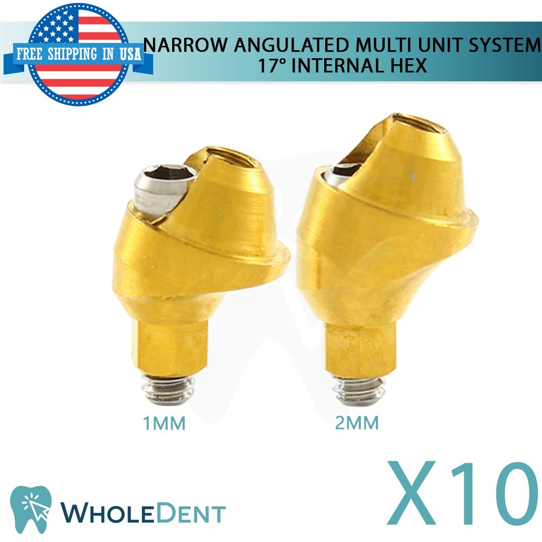 10x Narrow Angulated Abutment Multi Unit 1.6mm System 17° Internal Hex
