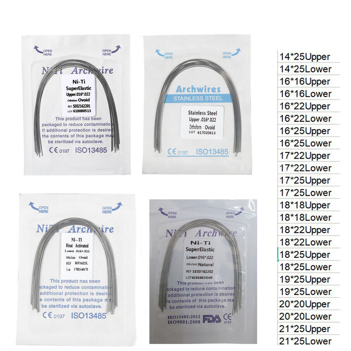 Dental Orthodontic Arch Wires Rectangular Heat Activated/Niti/Stainless Steel