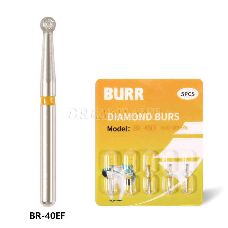 100 PCS BR-40EF 801-016 Ball Round Type Extra Very Fine Grit Dental Diamond Burs