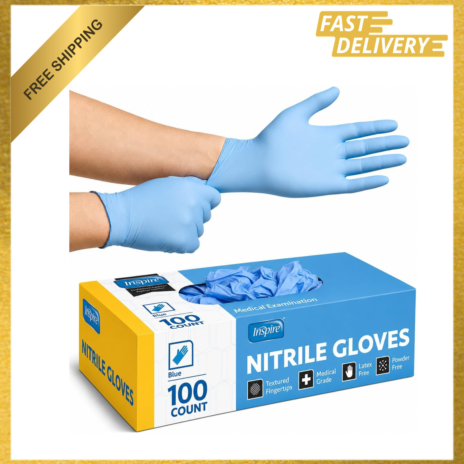 Black Nitrile Disposable Gloves, Exam Grade, Powder Free, Medical Food Service