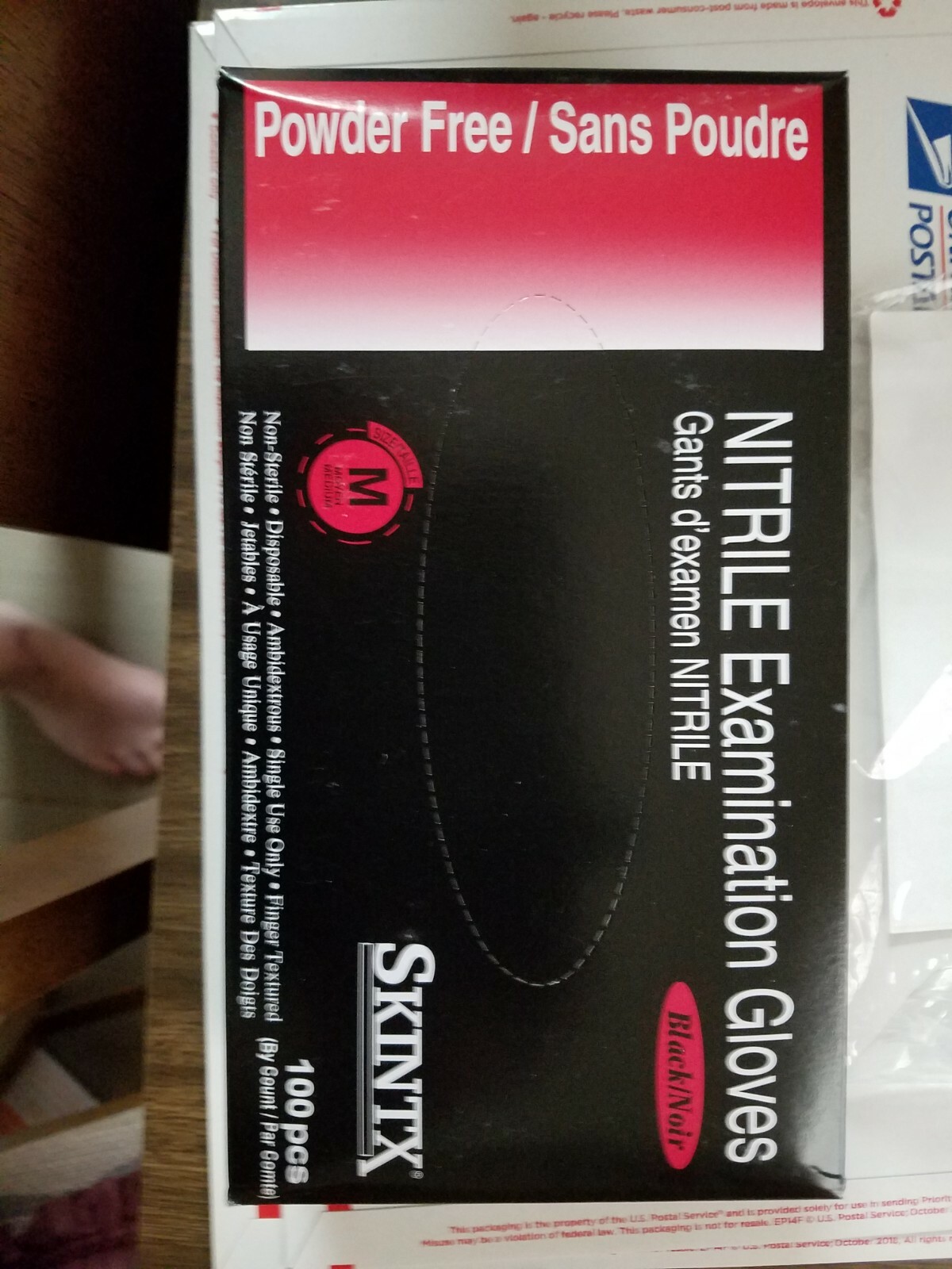 SKINTX BLACK NITRILE EXAM PF GLOVES – MEDIUM