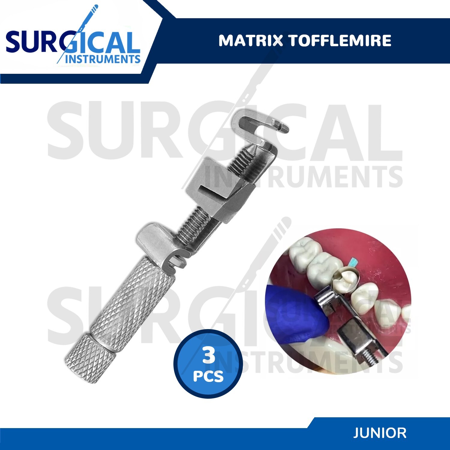 3 Pcs Tofflemire Type Junior Contra Angle Matrix Retainer Stainless German Grade