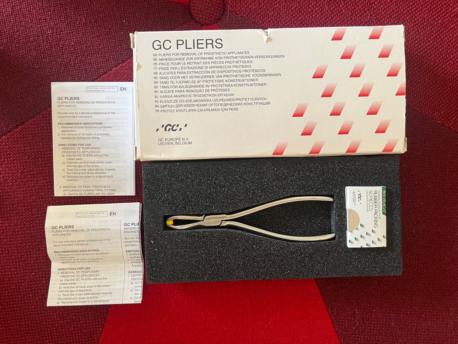 GC Pliers Temporary Crown Removal Instrument Set Rubber Tips Emery KY Plier Fuji