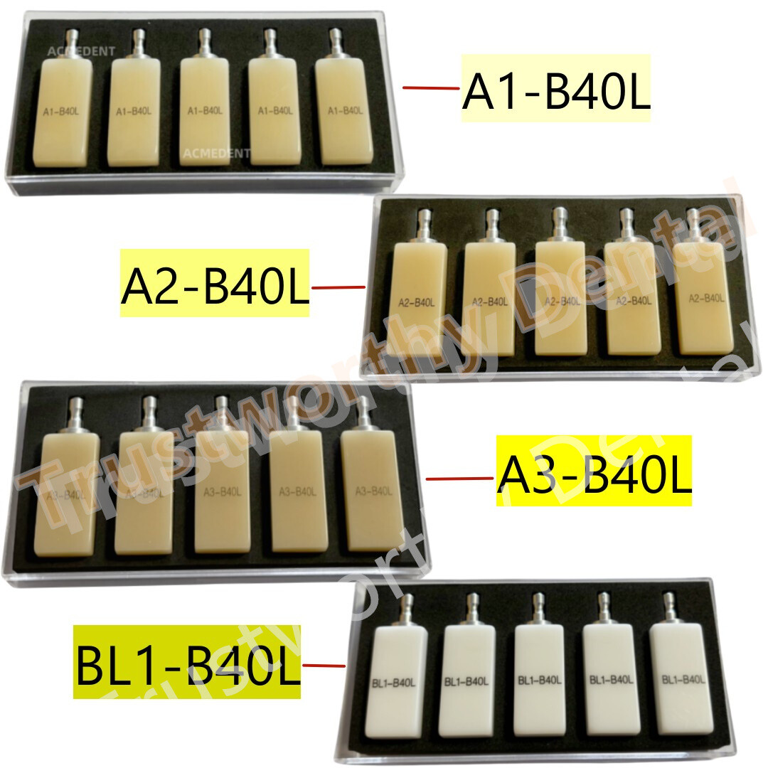 Dental B40L PMMA Blocks Disk Block Cerec Bleached Blocks A1 A2 A3 BL1 Bridge