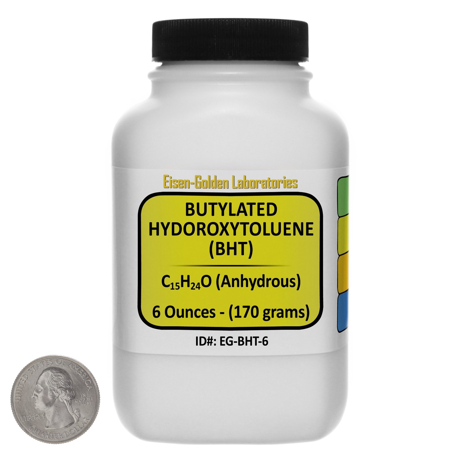 Butylated Hydroxytoluene [C15H24O] 99+% USP Grade Crystals 6 Oz in a Bottle USA