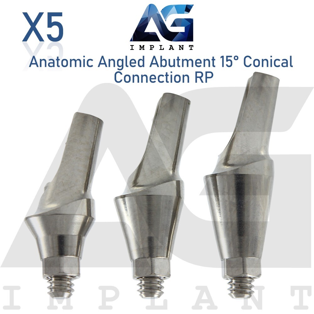 5x Titanium Anat0mic Angled Prosthetic 15° Regular Platform RP Int Hex 2.65mm