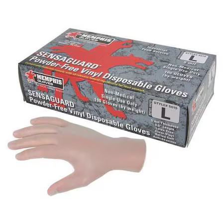 Mcr Safety 5015S Sensaguard 5015, Disposable Gloves, 5 Mil Palm, Vinyl,