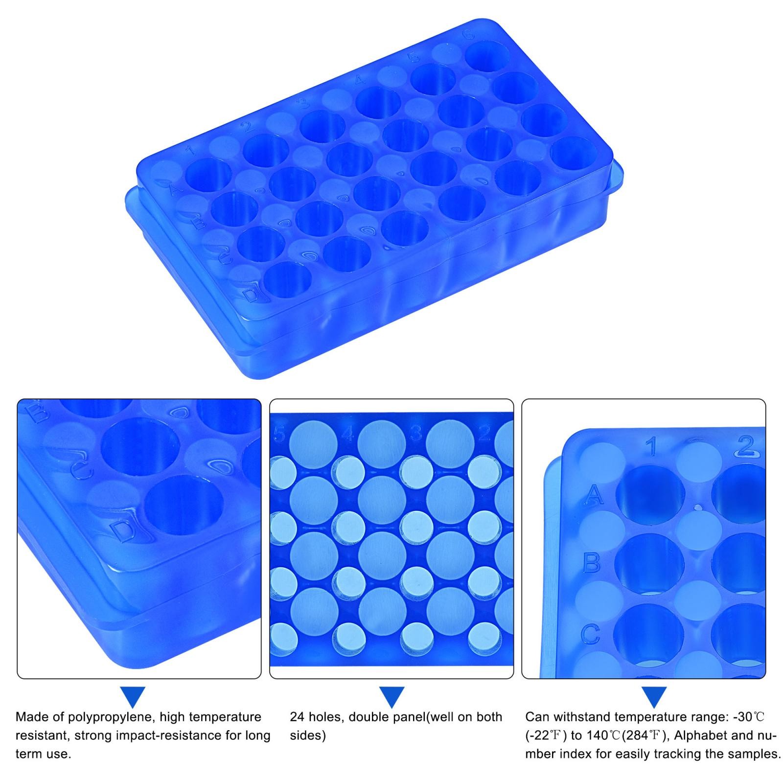 24-Well Double Panel Polypropylene Centrifuge Tube Rack 11mm/7.5mm Hole