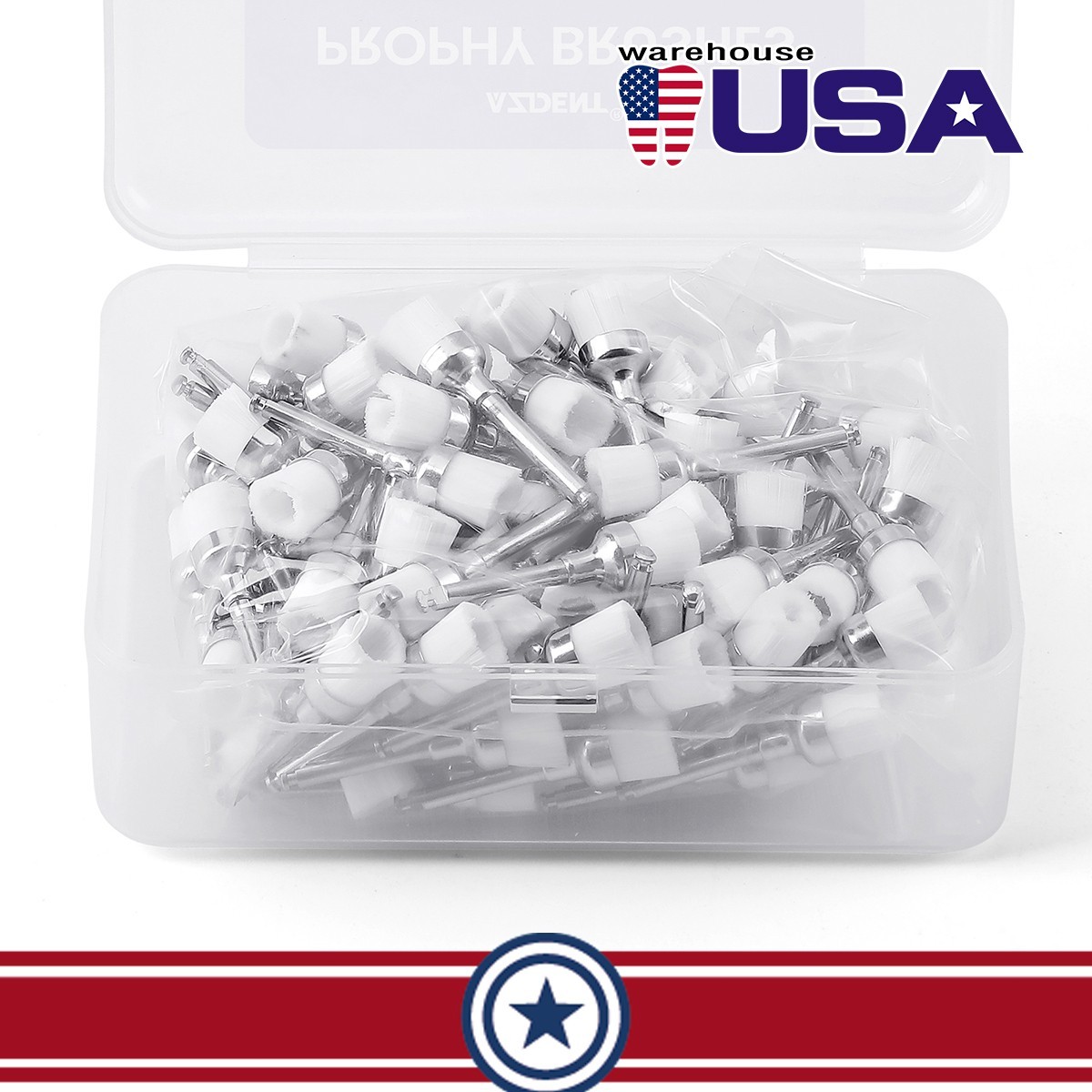 100pcs Dental Nylon Soft Bowl Polishing Flat Taper Prophy Brushes White RA 2.35m