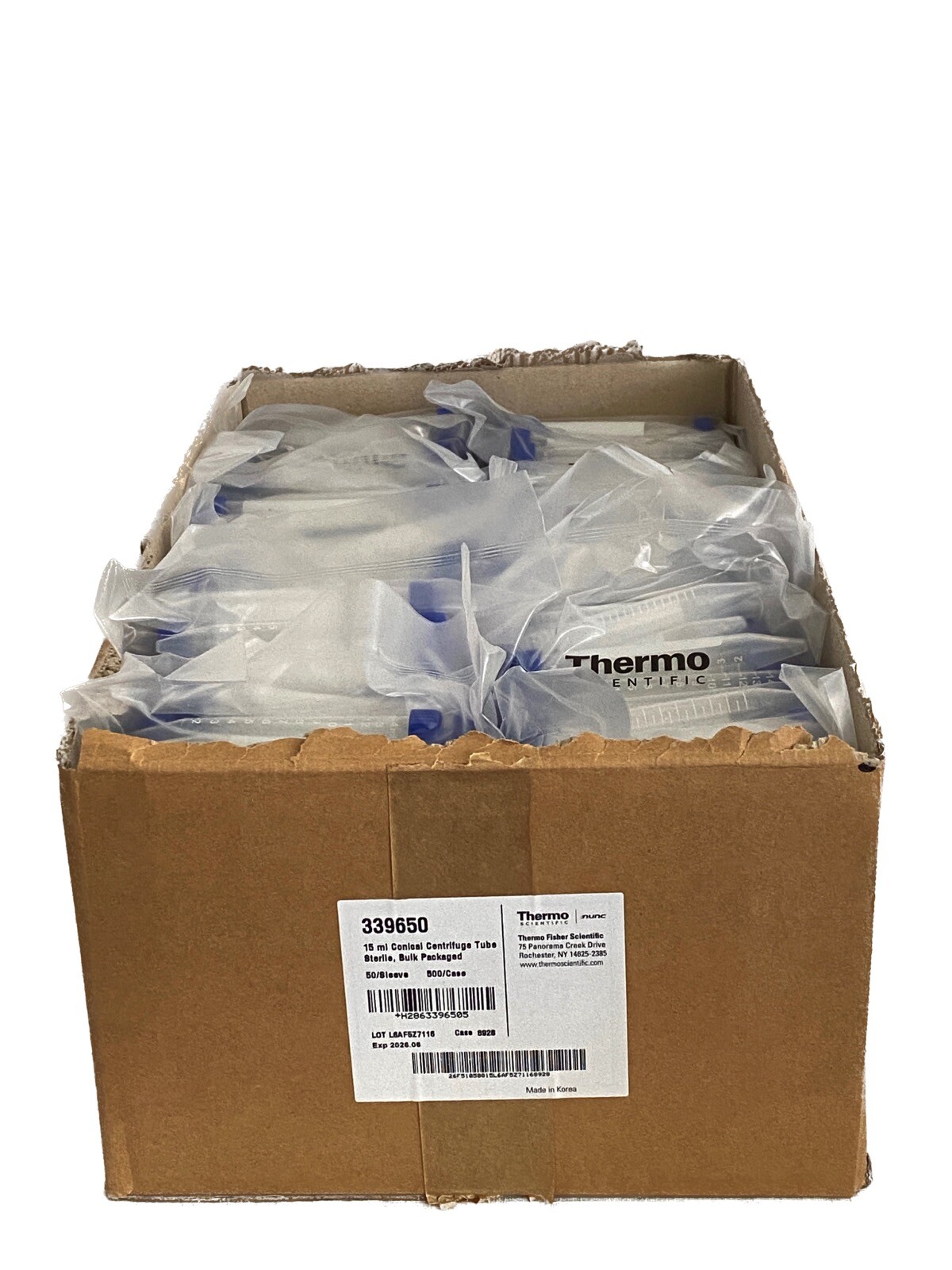 (500/Cs) THERMO Nunc 15mL PP Graduated Conical Centrifuge Tubes Bulk Pkgd 339650