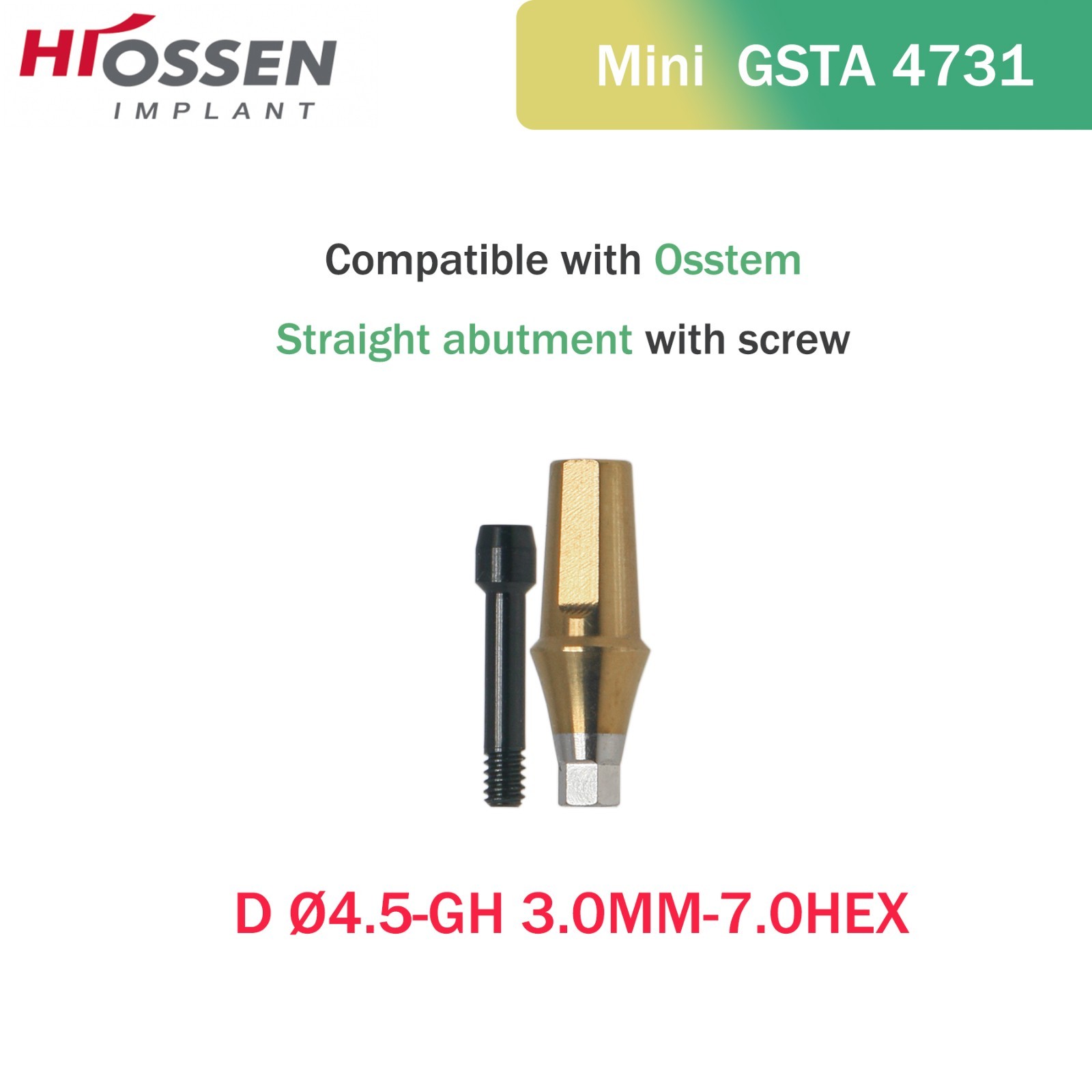 Hiossen Osstem Straight Transfer Abutment Hex Platform GH ET/TS/GS/DIO Compat