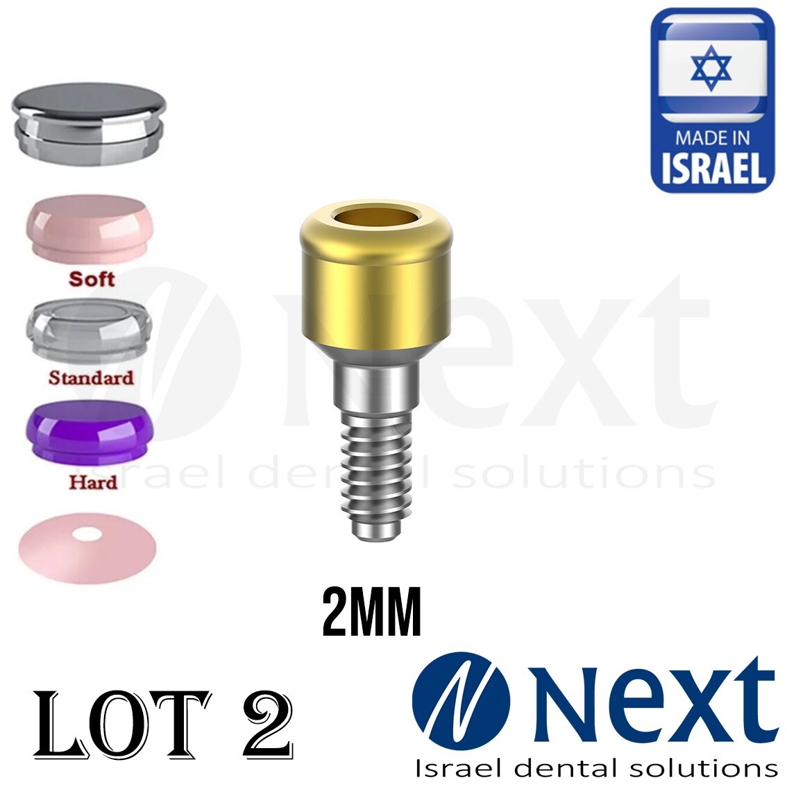 LOTx2 Flat abutment 2 mm attachment internal hex Set