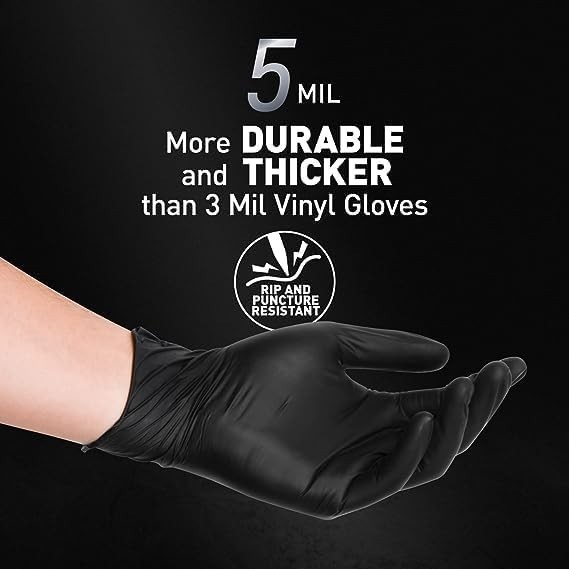 Disposable Gloves Vinyl Food Grade Black Pink 5 Mil Latex Free 50 100 200 1000