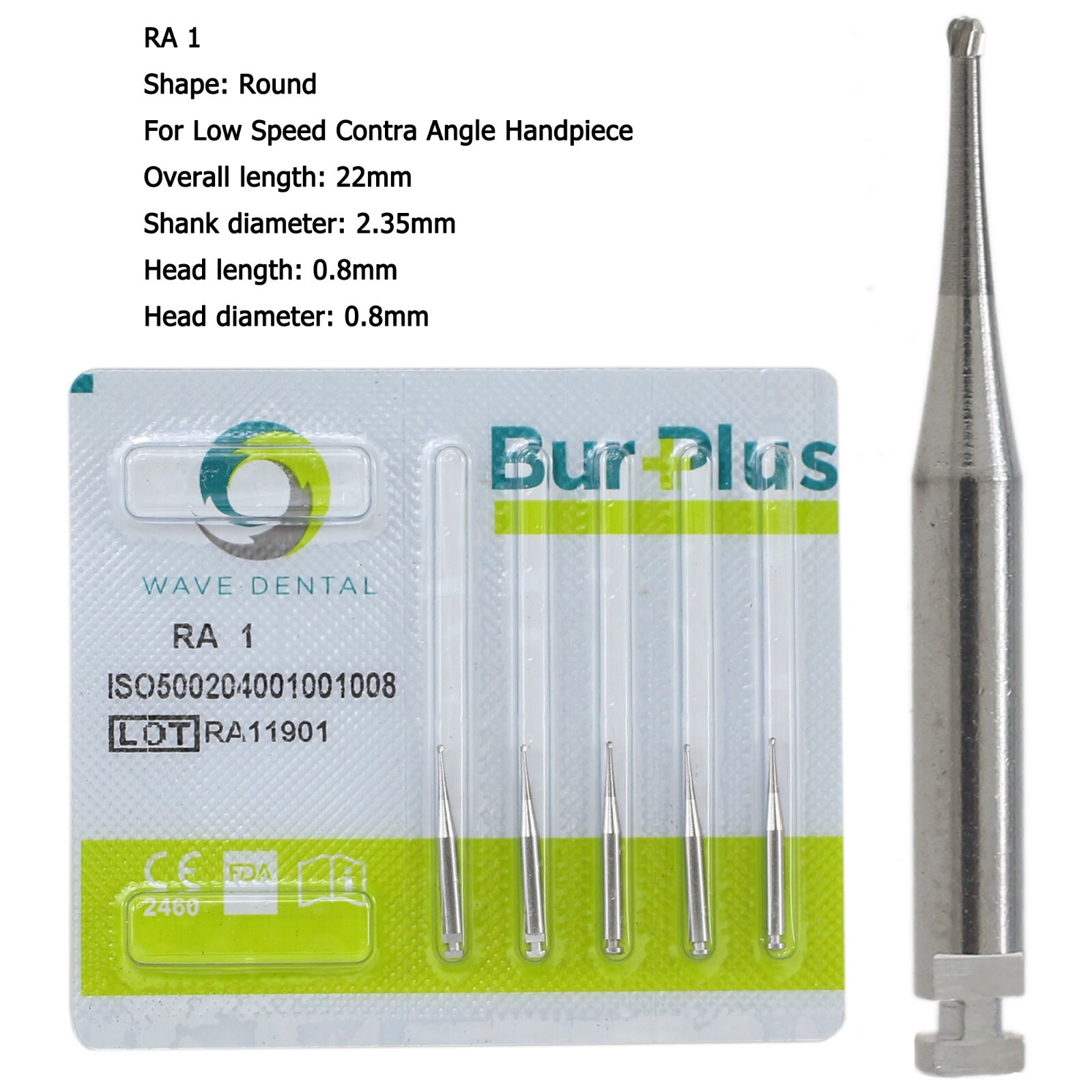 Wave Dental Latch Burs RA Round Carbide Bur 2 4 6 8 For Slow Speed Contra Angle
