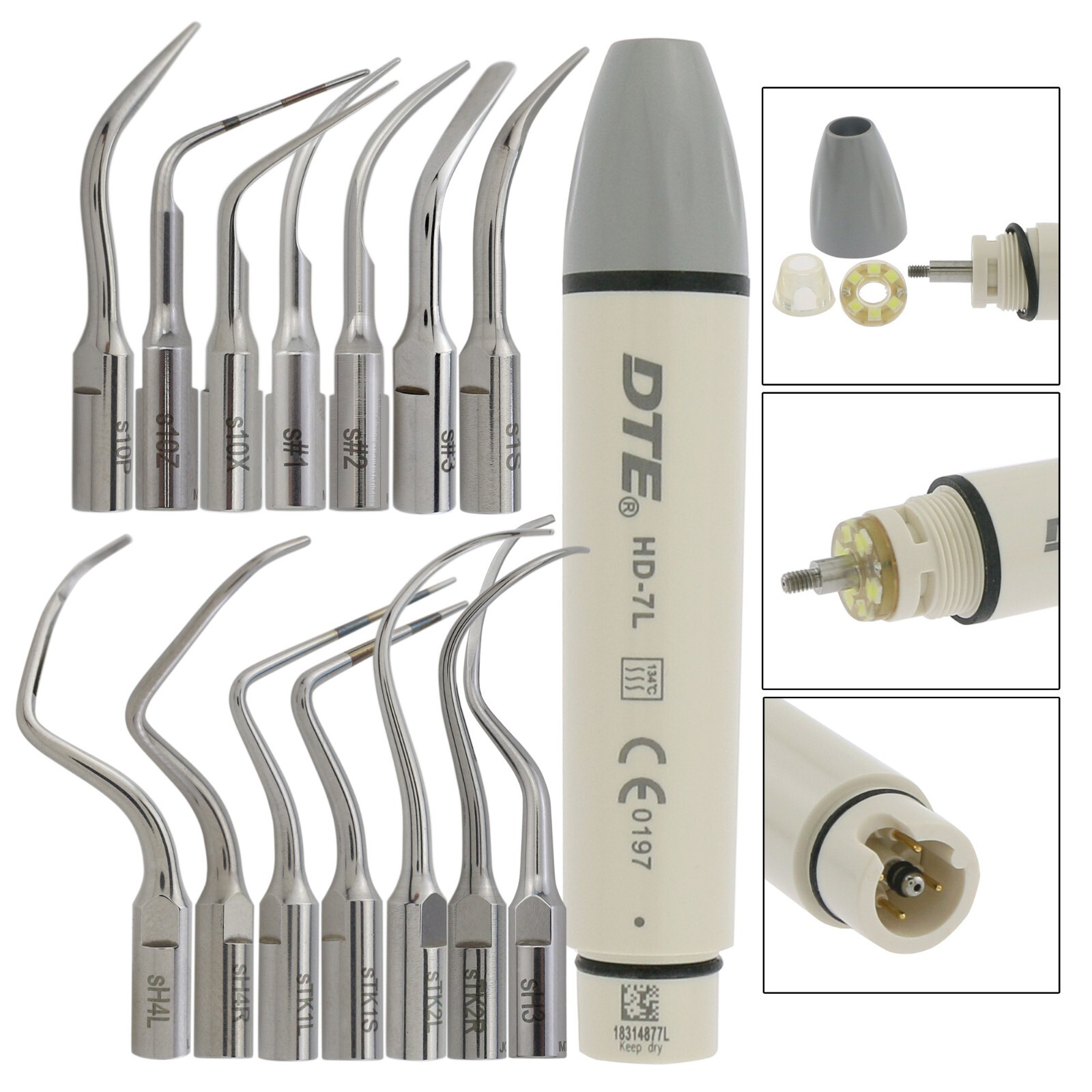 DTE Dental Ultrasonic Scaler LED Handpiece HD-7L P5 NEWTRON Piezo Tip H3 ACTEON