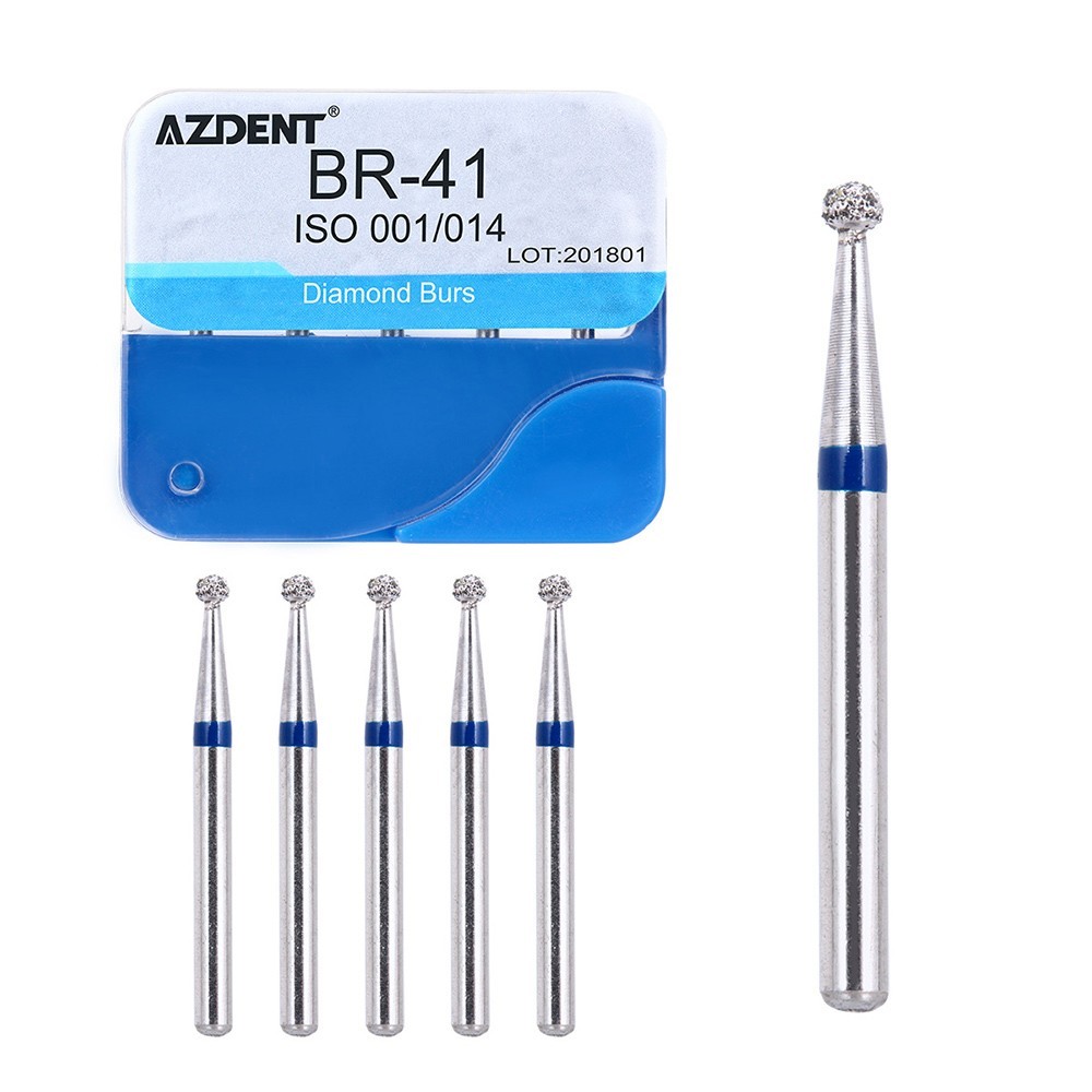 AZDENT 100Pcs Dental Diamond Burs for High Speed Handpiece Medium FG 1.6MM