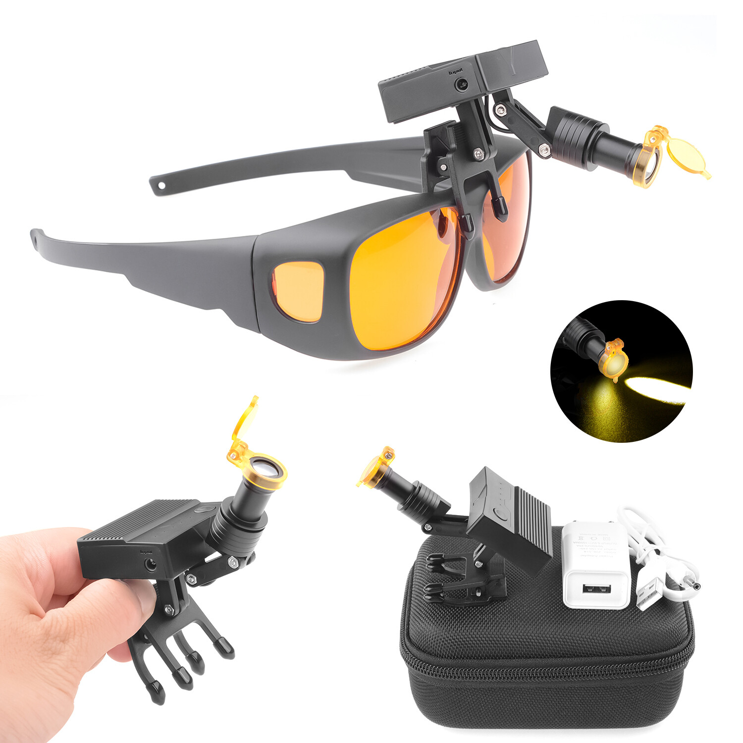 Dental 5W LED Wireless Headlight Lamp+ Filter Clip on Binocular Loupe HYG-TD1 CE