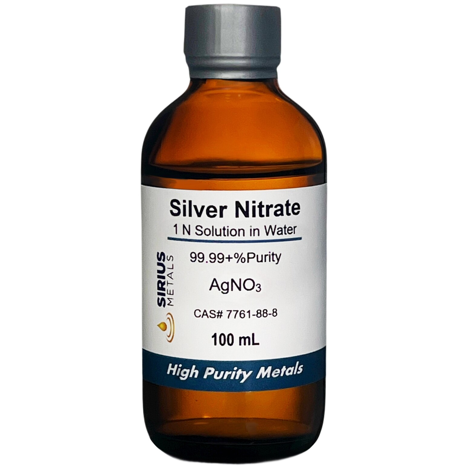 Silver Nitrate Solution (CAS# 7761-88-8) – 1 Normal as AgNO3 in water – 100 mL
