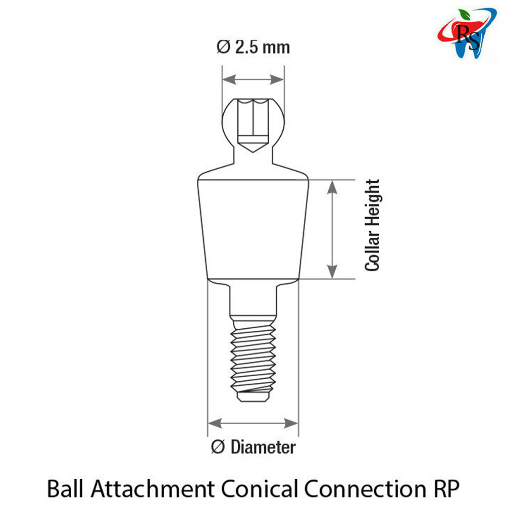 1x Kit Straight Ball Attachment Conical RP Standard Silicone Metal Cap Ring