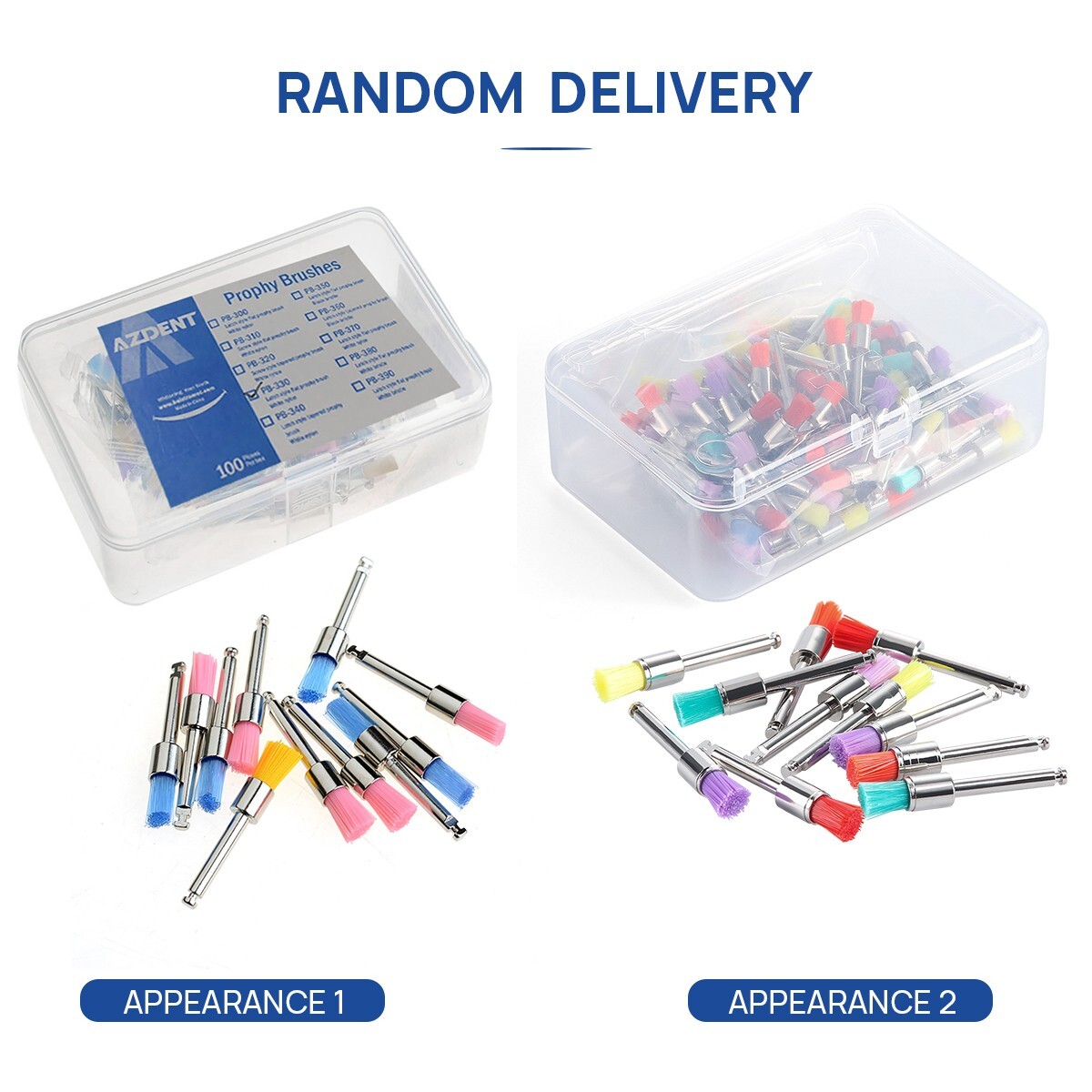 100pcs AZDENT Dental Colorful Nylon Prophy Brushes Flat Latch Type RA PB-330