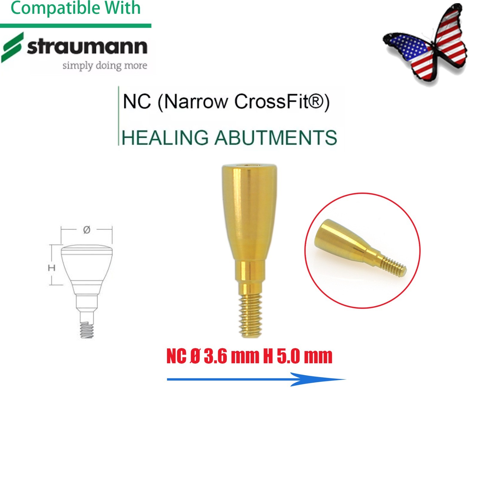 US Straumann ITI Bone Level Healing Abutment & Closure Screw Cap CrossFit BL/BLT