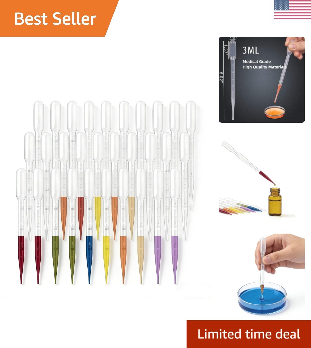 Versatile 50PCS 3ML Plastic Pipettes for Essential Oils & Science Experiments