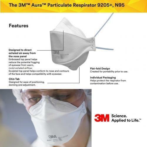 *25-Pack* 3M Aura N95 Protective Disposable Respirator Face Mask 9205+